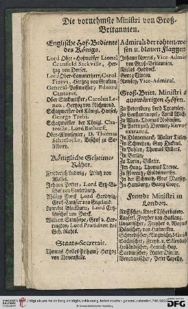 Die vornehmste Ministri von Groß-Britannien