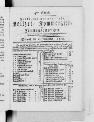 46tes Stück., Ausgabe vom 12. November 1788