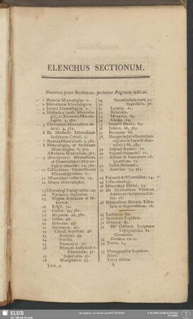 Elenchus Sectionum