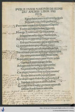 De Remedio Amoris Liber Primus.