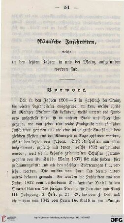 1: Römische Inschriften, welche in den letzten Jahren in und bei Mainz aufgefunden worden sind