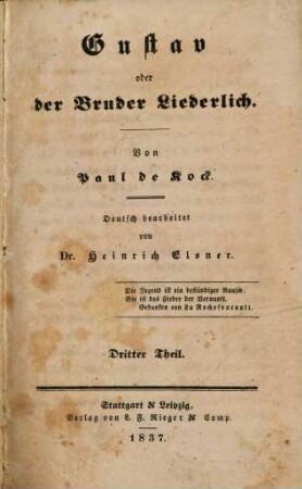 Gustav oder der Bruder Liederlich, 3