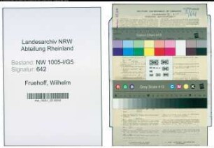 Entnazifizierung Wilhelm Fruehoff , geb. 15.11.1895 (Postschaffner)