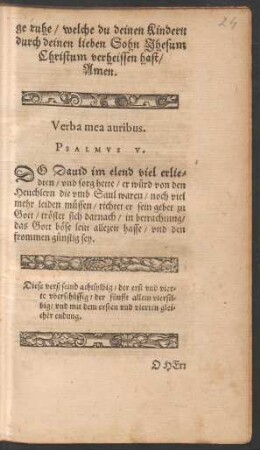 Verba mea auribus. Psalmus V.