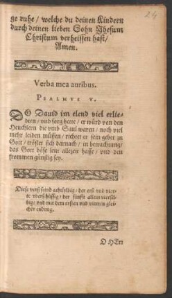 Verba mea auribus. Psalmus V.