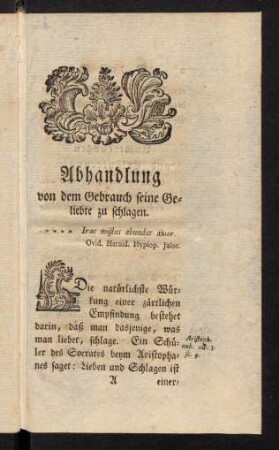 1-7, Die natürlichste Würkung einer zärtlichen Empfindung ...