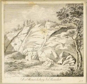 Die Felsen des Heinrichsberges am südöstlichen Rand von Herrnhut in der Oberlausitz, aus Leskes Reise durch Sachsen von 1785