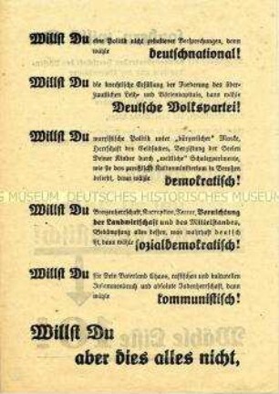 Propagandaflugblatt der NSDAP zur Reichstagswahl 1928