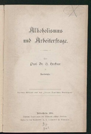 Alkoholismus und Arbeiterfrage