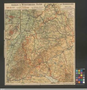 Schulkarte von Württemberg, Baden und Hohenzollern