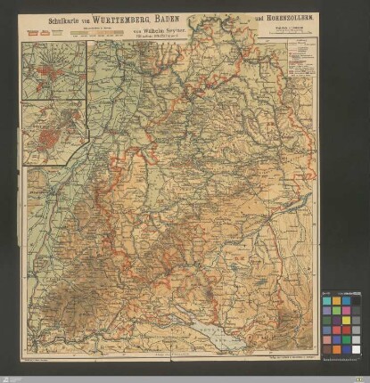 Schulkarte von Württemberg, Baden und Hohenzollern