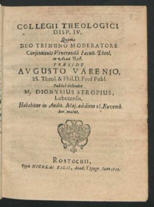 4: Collegii Theologici Disputatio ...