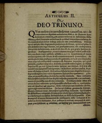 Articulus II. De Deo Trinuno