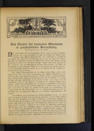 Das Theater der deutschen MIttelstadt in geschichtlicher Beleuchtung