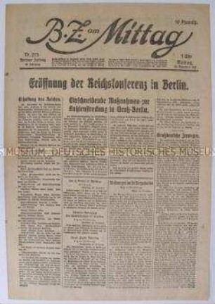 Berliner Tageszeitung "B.Z. am Mittag" zur Reichskonferenz der Arbeiter- und Soldatenräte