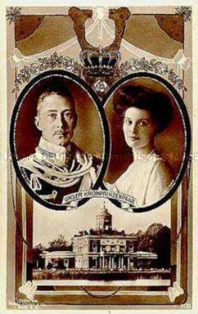 Postkarte zur Hochzeit des Kronprinzen Wilhelm und Cecilie