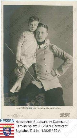 Wilhelm Kronprinz v. Preußen (1882-1951) / Porträt mit Sohn Kronprinz Wilhelm v. Preußen (1906-1940) / Ganzfigur bzw. Kniestück