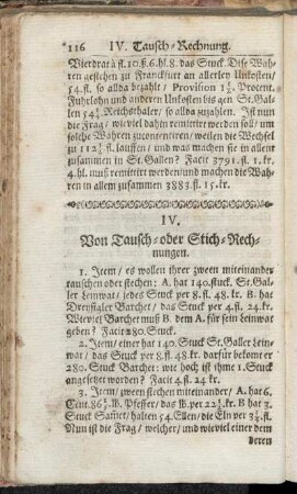 IV. Von Tausch- oder Stich-Rechnungen.