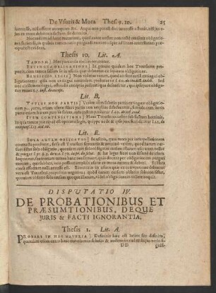Disputatio IV. De Probationibus Et Praesumtionibus ...