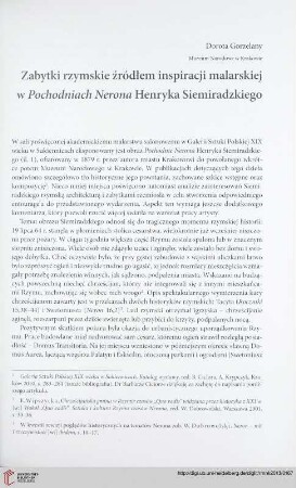 Seria nowa: Zabytki rzymskie źródłem inspiracji malarskiej w Pochodniach Nerona Henryka Siemiradzkiego