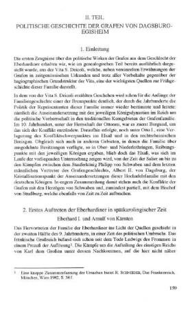 II. Teil: Politische Geschichte der Grafen von Dagsburg-Egisheim