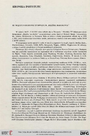 4: III Międzynarodowe Sympozjum "Rzeźba barokowa"