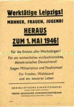 Gemeinsamer Aufruf von SED und FDGB Leipzig zur Mai-Demonstration