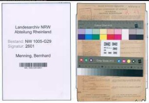 Entnazifizierung Bernhard Menning , geb. 26.04.1899 (Bahnsekretaer)