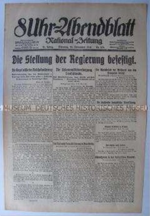 Berliner Tageszeitung "8Uhr-Abendblatt" u.a. zur Umbildung der Regierung und zur Versorgungslage