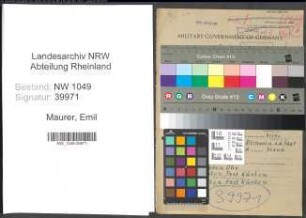 Entnazifizierung Emil Maurer , geb. 15.11.1897 (Bueroangestellter)