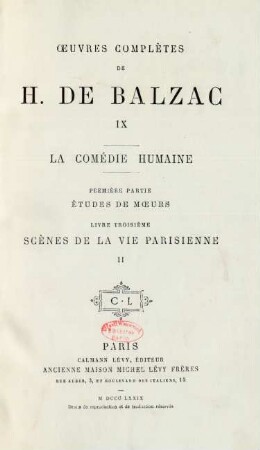 9: Œuvres complètes de H. de Balzac