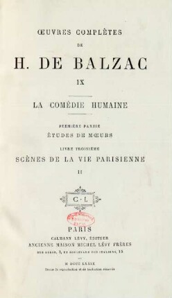 9: Œuvres complètes de H. de Balzac