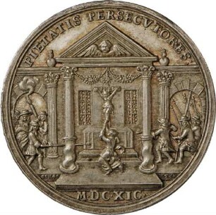 Medaille auf die Verfolgung der Protestanten, 1691