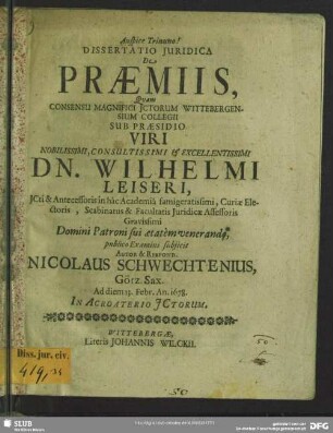 Dissertatio De praemiis