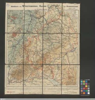 Schulkarte von Württemberg, Baden und Hohenzollern