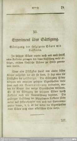 XI. Experiment über Sättigung