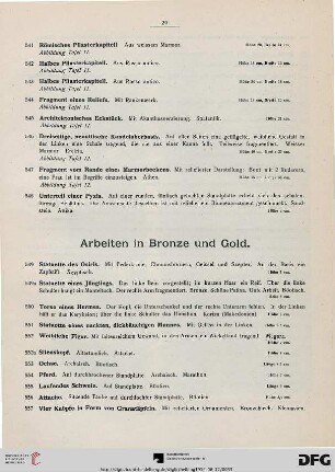 Arbeiten in Bronze und Gold (Nr. 549-569)