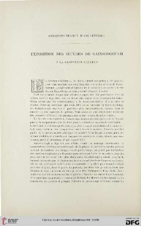 2. Pér. 31.1885: Exposition des oeuvres de Gainsborough à la Grosvenor-Gallery : correspondance d'Angleterre