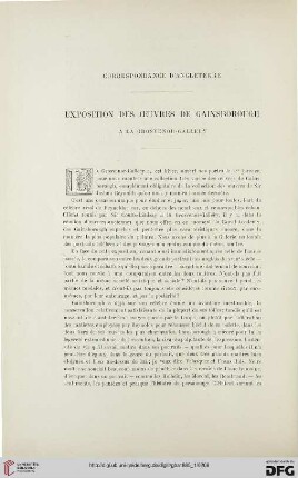 2. Pér. 31.1885: Exposition des oeuvres de Gainsborough à la Grosvenor-Gallery : correspondance d'Angleterre