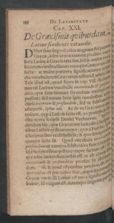 Cap. XXI. De Graecismis quibusdam Latine scribenti vitandis.
