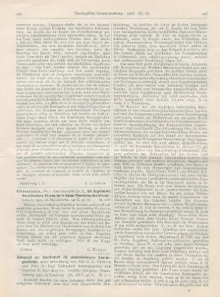 445-447 [Rezension] Kayser, Karl (Hrsg.), Zeitschrift der Gesellschaft für niedersächsische Kirchengeschichte. 6. Jahrg