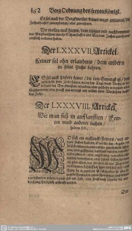 Der LXXXVII. Artickel. Keiner sol ohn erlaubnis/ dem andern in seine zeche fahren.