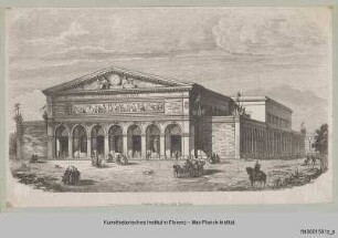 Ansicht des Palastes der Esposizione Italiana in Florenz in der ehemaligen Stazione Porta al Prato, auch Stazione Leopolda genannt