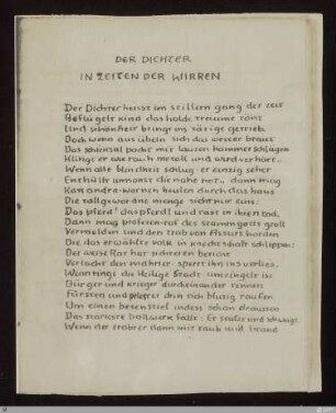 Der Dichter in Zeiten der Wirren : [SW IX: H14]; [SW IX, S. [27]-30/142-145]