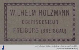 [Provenienz]: Holzmann, Wilhelm