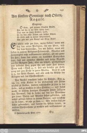 Am fünften Sonntage nach Ostern, Rogate.