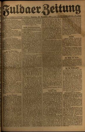 Erste Ausgabe vom Samstag, den 20. Dezember 1919.