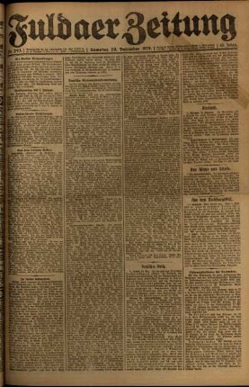 Erste Ausgabe vom Samstag, den 20. Dezember 1919.