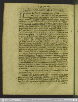 Caput VI. causas non naturalis inquirit