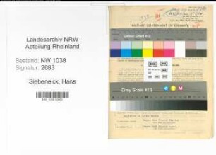 Entnazifizierung Hans Siebeneick , geb. 12.07.1906 (Angestellter)